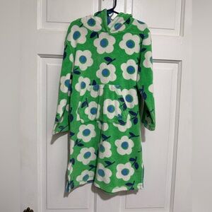 Girls Mini Boden 5/6 Swimsuit Cover Up Green Floral Hooded Summer Spring